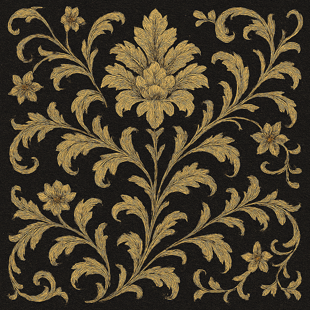Classic damask symmetrical floral pattern